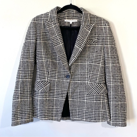 Veronica Beard Rhett Dickey Single Button Tweed Black White Blazer Jacket Sz 8 - Picture 1 of 5